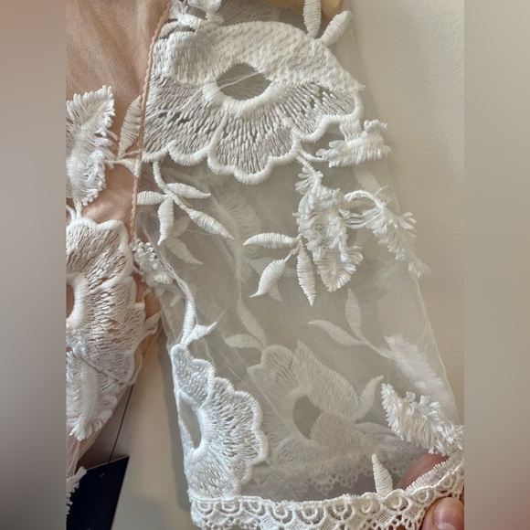 Lulu’s White and Nude Lace Midi Dress - Picture 8 of 11